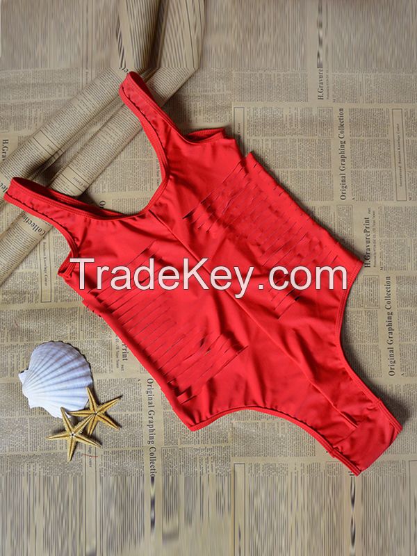 Fashion Design Sexy One Piece Women Swimwear Red Bikini Bathing Wear