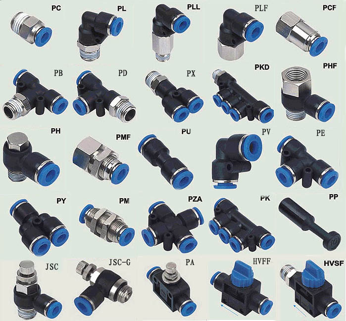 Pneumatic Fitting, Male Connector, Push to Connector, Push in Fittiing