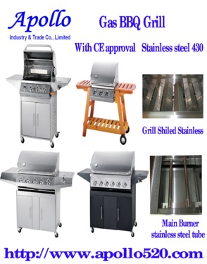 4 Burner Stainless Barbecue with side burner