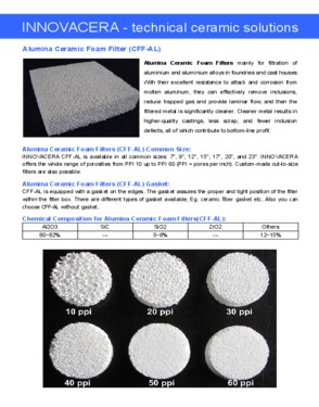 Alumina/Ceramic Foam Filter/Alloy Casting