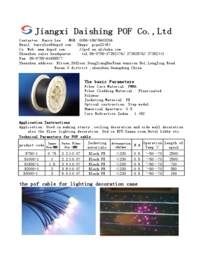 PMMA fiber cable for lighting