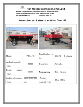 15 tons farm trailer , high quality tractor trailer, cost effective trailer, china trailer