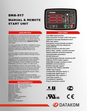 DKG 517 CAN/MPU Manual and Remote Start Unit