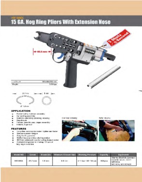 HR1880L 15 Gauge With Extension Nose Pneumatic Hog Ring Plier