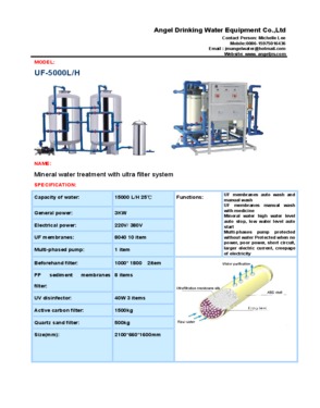 Ultra Filtration Mineral/Spring Water Purification Plant