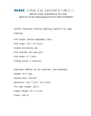 Chemical Etching Marking Machine