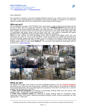 Complete production lines (Turnkey projects) for beverage industry!