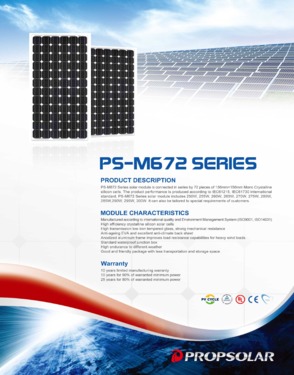 Propsolar High Efficiency Mono Crystalline Solar Module 300W