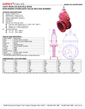 DUCTILE IRON NON-RISING STEM GATE VALVE BOLTED BONNET