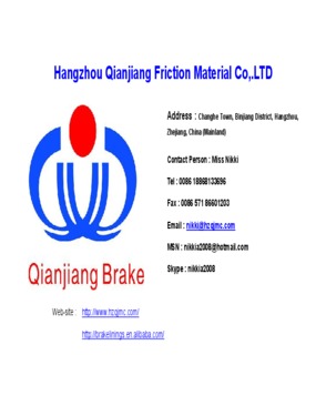Hangzhou Qianjiang Friction Material Co, .LTD