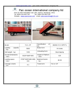 good quality 5 tons hydraulic rear dump tractor trailer with CE approval