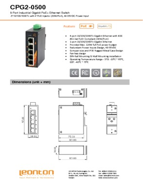 5-Port Industrial Gigabit PoE+ Ethernet Switch (CPG2-0500)