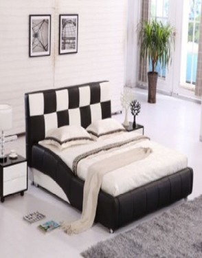 Contemporary Platform Genuine Leather Bed