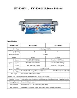 Large solvent printer FY-3204H/3208H