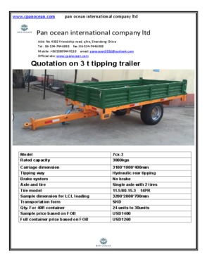 5 tons single axle hydraulic tipping trailer