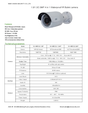 Outdoor  AHD/CVI/TVI/CVBS 4in1 960P Bullet Camera