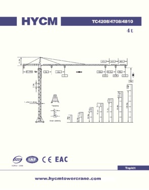 4tons Load TC4810 Topkit Tower Cranes 48m Jib length in Algeria