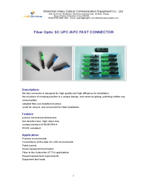 SC UPC APC fast connector