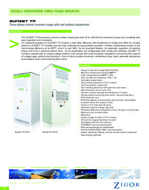 3 Phase Solar Inverter On-Grid, Zigor ( with or without Transformer )