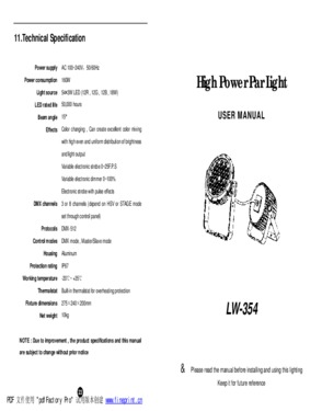 DMX High Power LED Par Light Underwater IP68