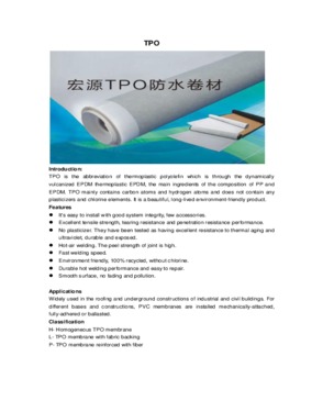 TPO waterproof membrane