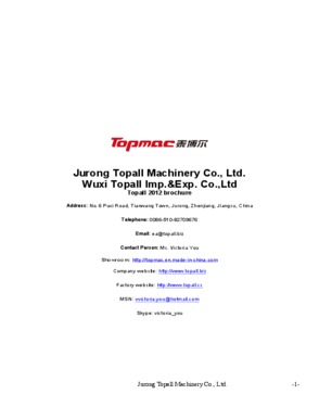 Jurong Topall Machinery Co. Ltd&Wuxi Topall Import and Export Co. Ltd