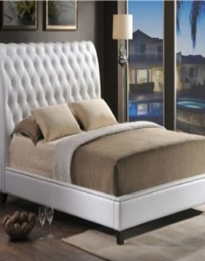 Tufted Modern Bed with Upholstered Headboard