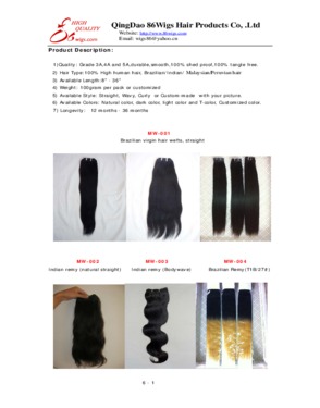 Top quality unprocessed virgin hair, Manufacturer