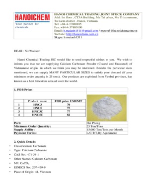 High quality coated/uncoated Calcium Carbonate powder of Vietnamese origin