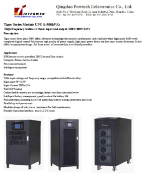 380Vac/400Vac/415Vav Three Phase High Frequency Online Module UPS