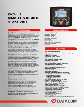 DKG 119 CAN/MPU Manual and Remote Start Unit