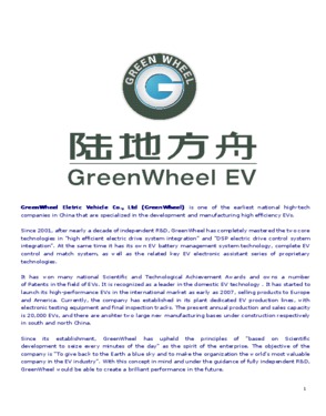 Shenzhen Greenwheel Electric Vehicle Co., Ltd