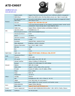 H. 264 Wireless IP Camera 2-Way Audio