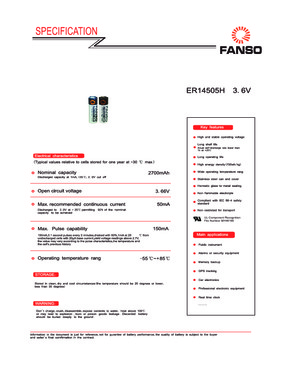 ER14505 AA size lithium battery