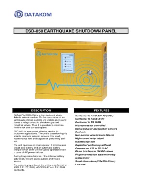 DSD 050 Earthquake Gas Shut-off Unit