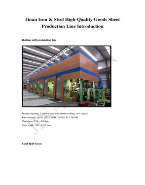 Jinan Iron & Steel High-Quality Goods Sheet Production Line Introduction