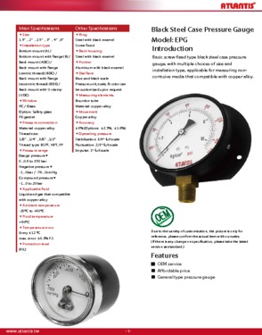 Black Steel Case Pressure Gauge