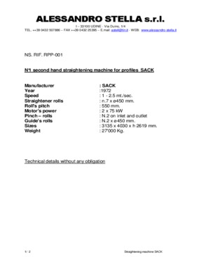 Straightening machine for profiles SACK