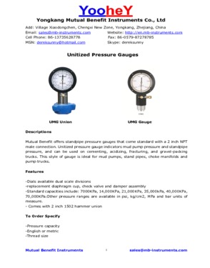 High Presure Unitized pressure gauges