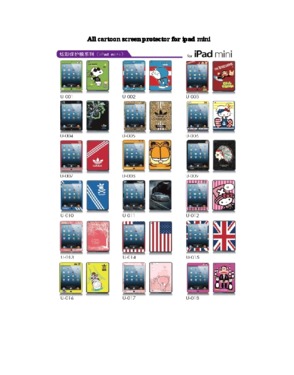 Cute cartoon screen protector for ipad mini front and back