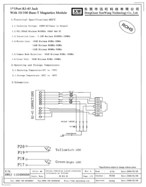 1x1 Single Port RJ45 Modular Jack with transformer-POE