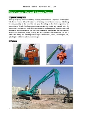 Hydraulic Vibro Pile Hammer RP-250 for Excavator 20-25tons