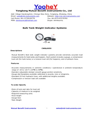 Bulk Tank Weight Indicator Systems