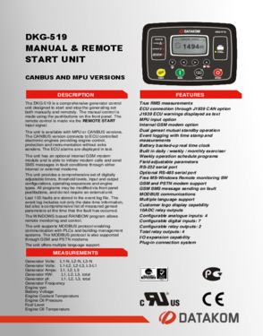 DKG 519 CAN/MPU Manual and Remote Start Unit