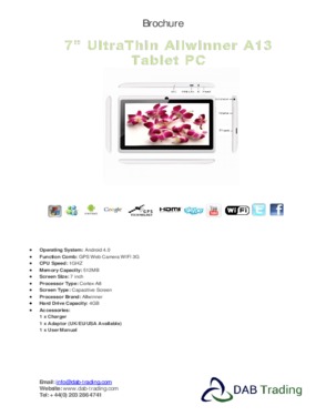 7" Allwinner A13 Q88 Tablet PC 512MB DDR3 4GB ROM WIFI
