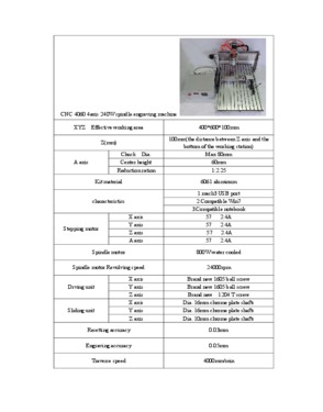 CNC 4060 4axis 800W spindle engraving machine parameters