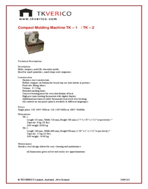 Compact Molding Machine TK-1 and TK-2