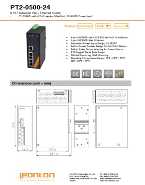 5-Port Industrial PoE+ Ethernet Switch (PT2-0500-24)