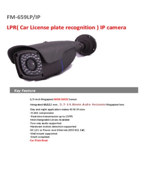 LPR( Car License plate recognition ) IP camera