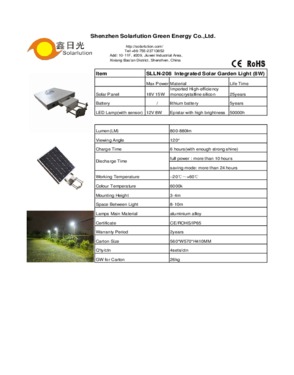 8W Solar LED Street Light and Solar Garden Light